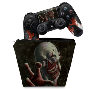 KIT Capa Case e Skin Anti-Rage PS4 Controle - Zombie Zumbi The Walking - Pop Arte Skins