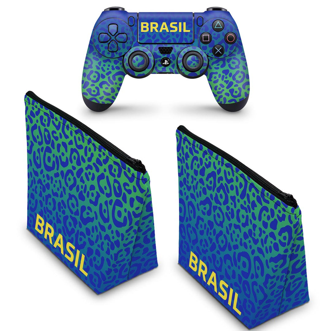KIT Capa Case e Skin Anti-Rage PS4 Controle - Brasil - Pop Arte Skins - foto 2