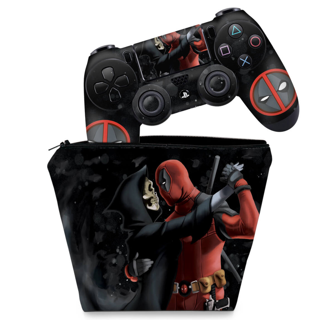 KIT Capa Case e Skin Anti-Rage PS4 Controle - Deadpool 2 - Pop Arte Skins