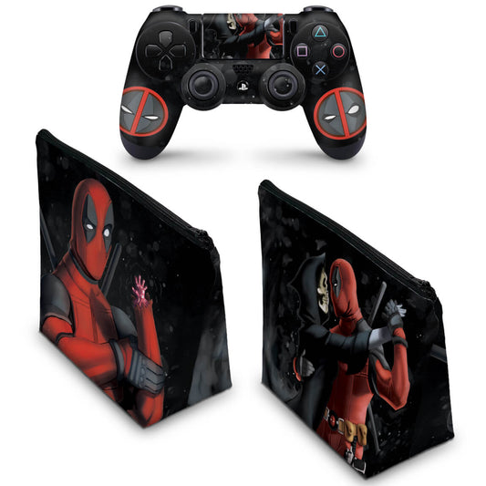 KIT Capa Case e Skin Anti-Rage PS4 Controle - Deadpool 2