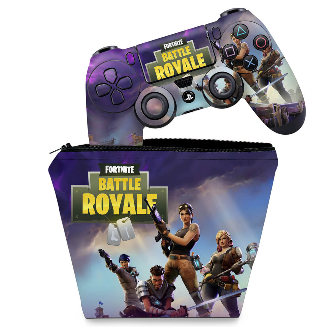 KIT Capa Case e Skin Anti-Rage PS4 Controle - Fortnite Battle Royale - Pop Arte Skins