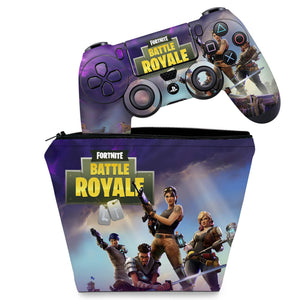 KIT Capa Case e Skin Anti-Rage PS4 Controle - Fortnite Battle Royale - Pop Arte Skins