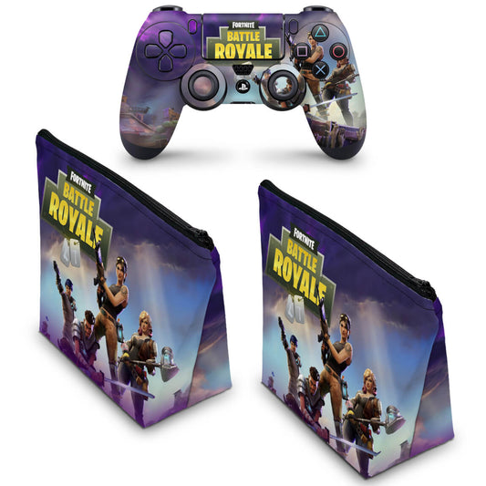KIT Capa Case e Skin Anti-Rage PS4 Controle - Fortnite Battle Royale