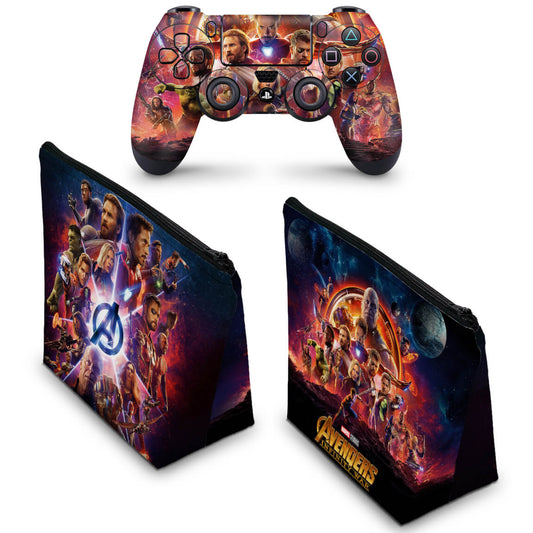 KIT Capa Case e Skin Anti-Rage PS4 Controle - Os Vingadores: Guerra Infinita