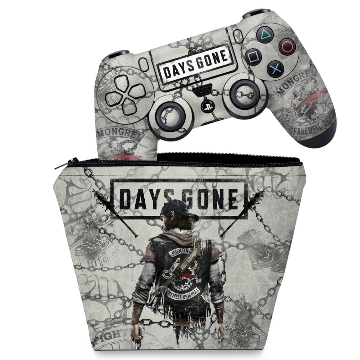 KIT Capa Case e Skin Anti-Rage PS4 Controle - Days Gone