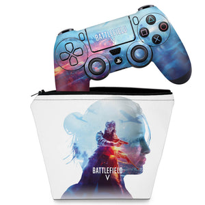 KIT Capa Case e Skin Anti-Rage PS4 Controle - Battlefield V - Pop Arte Skins