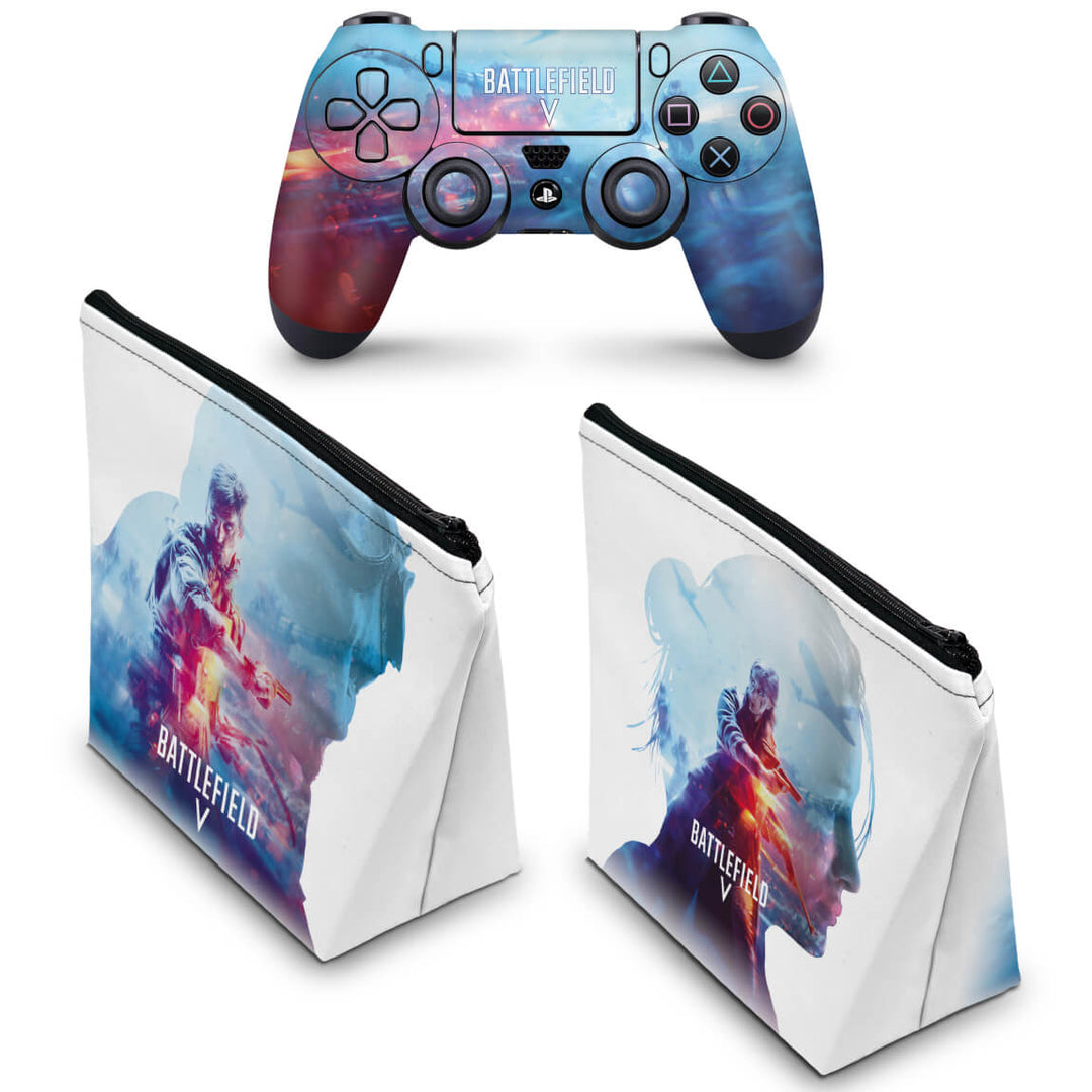 KIT Capa Case e Skin Anti-Rage PS4 Controle - Battlefield V - Pop Arte Skins - foto 2