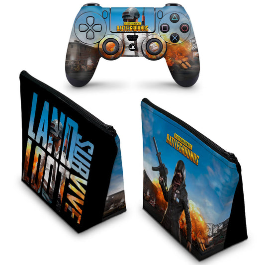 KIT Capa Case e Skin Anti-Rage PS4 Controle - Players Unknown Battlegrounds Pubg