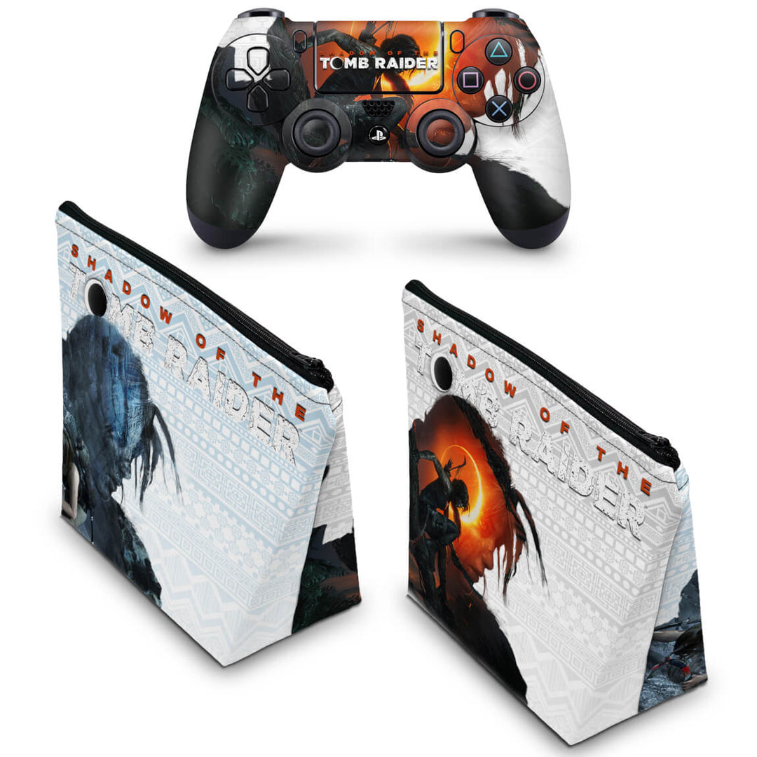 KIT Capa Case e Skin Anti-Rage PS4 Controle - Shadow Of The Tomb Raider - Pop Arte Skins - foto 2