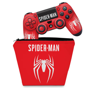 KIT Capa Case e Skin Anti-Rage PS4 Controle - Spider-Man Bundle - Pop Arte Skins