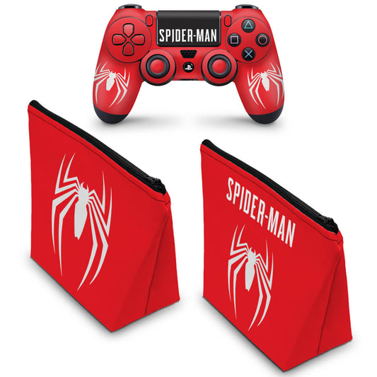 KIT Capa Case e Skin Anti-Rage PS4 Controle - Spider-Man Bundle