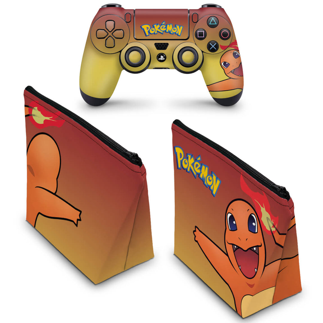KIT Capa Case e Skin Anti-Rage PS4 Controle - Pokemon Charmander - Pop Arte Skins - foto 2