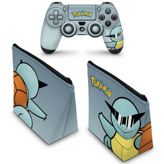 KIT Capa Case e Skin Anti-Rage PS4 Controle - Pokemon Squirtle