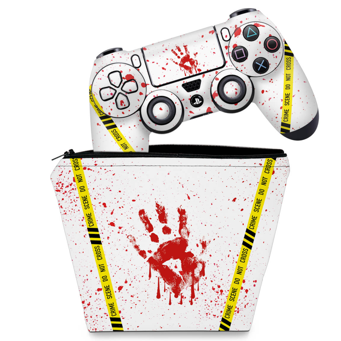KIT Capa Case e Skin Anti-Rage PS4 Controle - Cena De Crime Scene