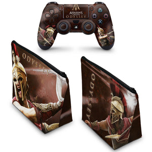 KIT Capa Case e Skin Anti-Rage PS4 Controle - Assassin's Creed Odyssey - Pop Arte Skins - foto 2