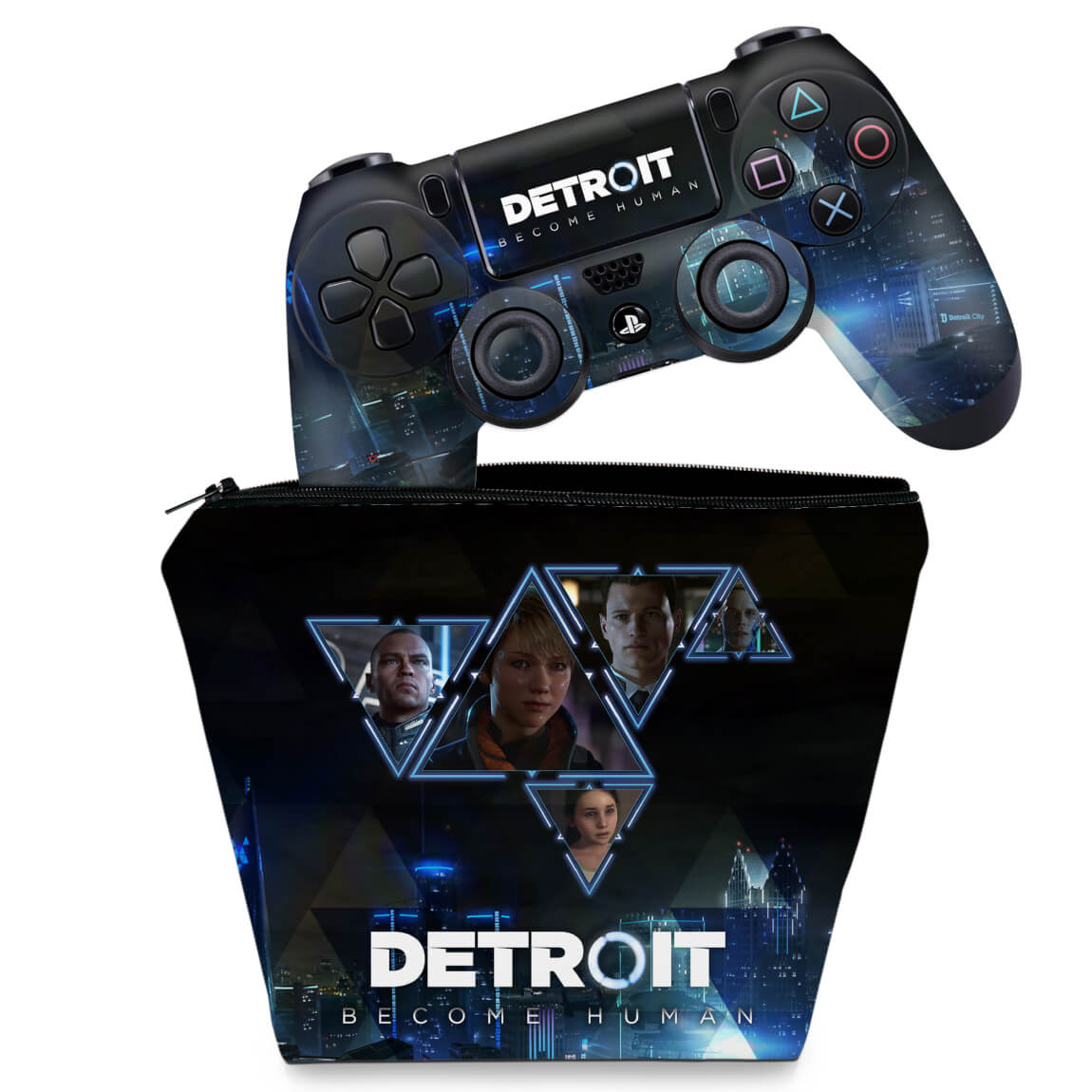 KIT Capa Case e Skin Anti-Rage PS4 Controle - Detroit Become Human