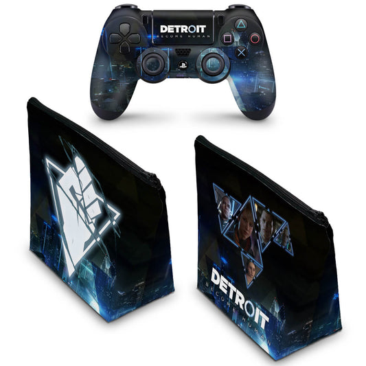 KIT Capa Case e Skin Anti-Rage PS4 Controle - Detroit Become Human