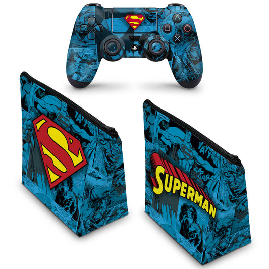 KIT Capa Case e Skin Anti-Rage PS4 Controle - Super Homem Superman Comics