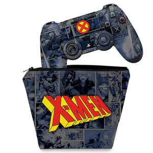 KIT Capa Case e Skin Anti-Rage PS4 Controle - X-Men Comics - Pop Arte Skins
