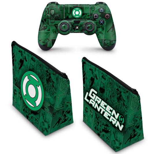 KIT Capa Case e Skin Anti-Rage PS4 Controle - Lanterna Verde Comics