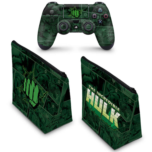 KIT Capa Case e Skin Anti-Rage PS4 Controle - Hulk Comics