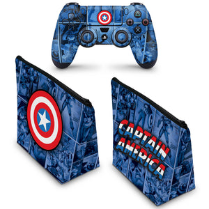KIT Capa Case e Skin Anti-Rage PS4 Controle - Capitão América Comics - Pop Arte Skins - foto 2