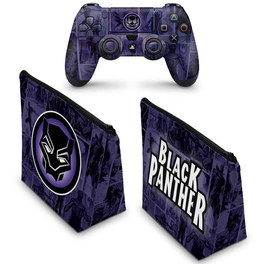 KIT Capa Case e Skin Anti-Rage PS4 Controle - Pantera Negra Comics