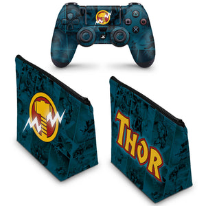 KIT Capa Case e Skin Anti-Rage PS4 Controle - Thor Comics - Pop Arte Skins - foto 2