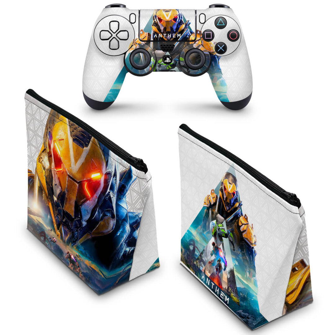 KIT Capa Case e Skin Anti-Rage PS4 Controle - Anthem - Pop Arte Skins - foto 2