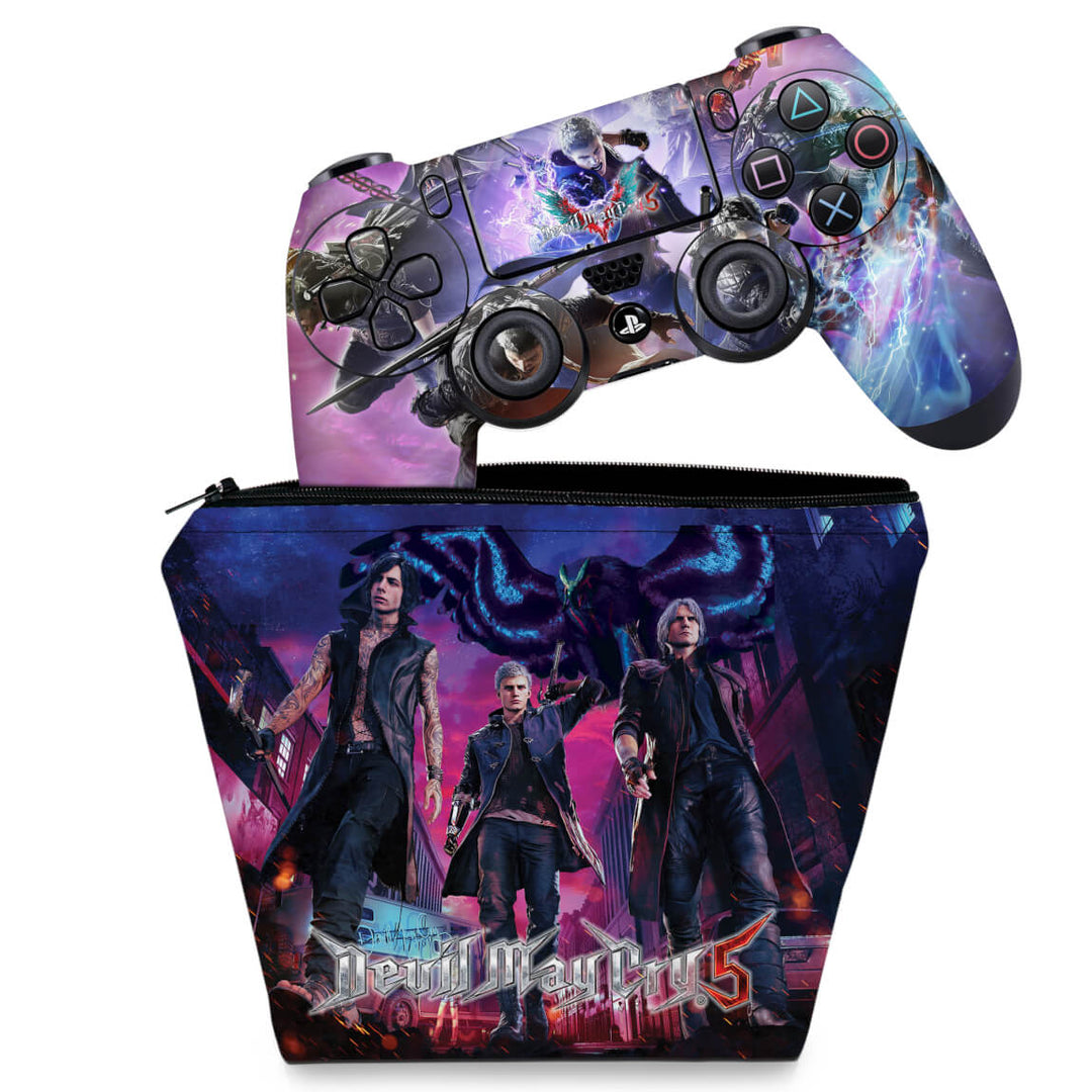 KIT Capa Case e Skin Anti-Rage PS4 Controle - Devil May Cry 5 - Pop Arte Skins