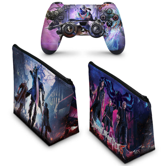 KIT Capa Case e Skin Anti-Rage PS4 Controle - Devil May Cry 5