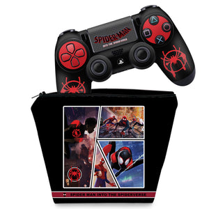 KIT Capa Case e Skin Anti-Rage PS4 Controle - Homem-Aranha No Aranhaverso - Pop Arte Skins