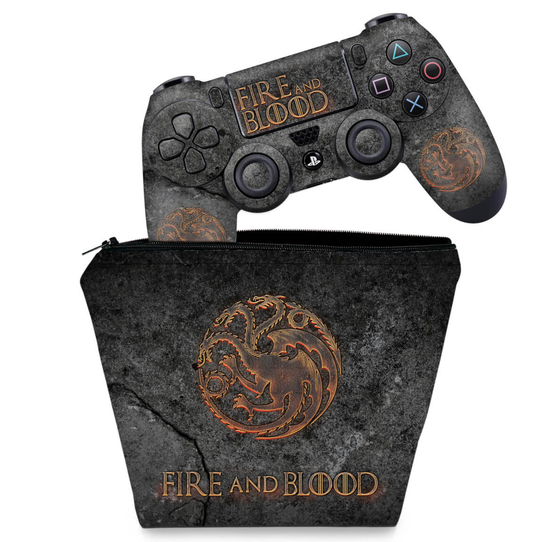 KIT Capa Case e Skin Anti-Rage PS4 Controle - Game Of Thrones Targaryen - Pop Arte Skins