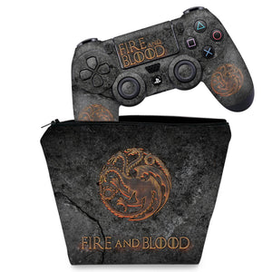 KIT Capa Case e Skin Anti-Rage PS4 Controle - Game Of Thrones Targaryen - Pop Arte Skins