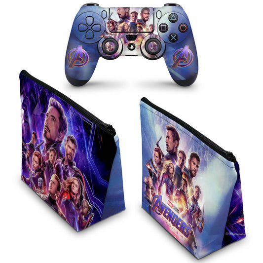 KIT Capa Case e Skin Anti-Rage PS4 Controle - Vingadores Ultimato Endgame