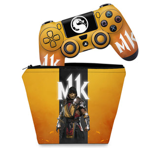KIT Capa Case e Skin Anti-Rage PS4 Controle - Mortal Kombat 11 - Pop Arte Skins