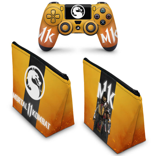 KIT Capa Case e Skin Anti-Rage PS4 Controle - Mortal Kombat 11