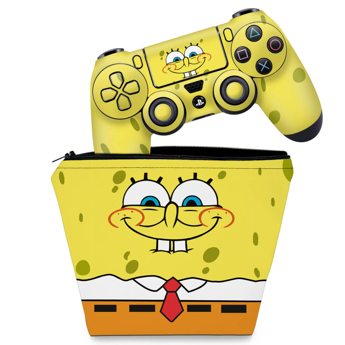 KIT Capa Case e Skin Anti-Rage PS4 Controle - Bob Esponja