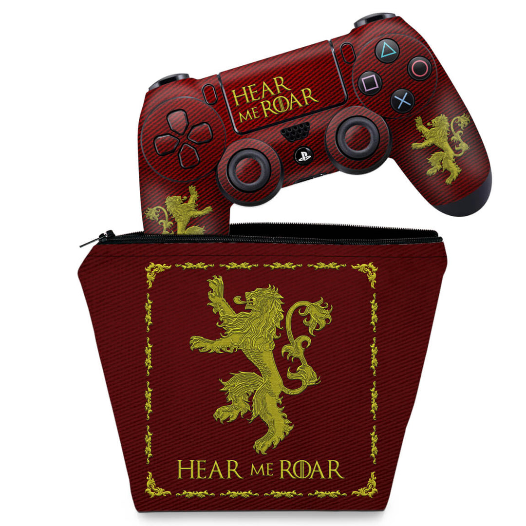 KIT Capa Case e Skin Anti-Rage PS4 Controle - Game Of Thrones Lannister - Pop Arte Skins