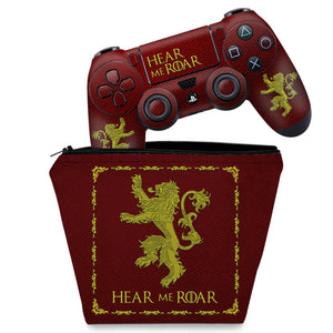 KIT Capa Case e Skin Anti-Rage PS4 Controle - Game Of Thrones Lannister - Pop Arte Skins
