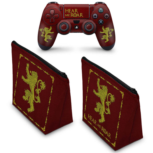 KIT Capa Case e Skin Anti-Rage PS4 Controle - Game Of Thrones Lannister