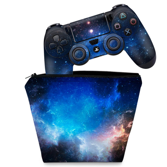 KIT Capa Case e Skin Anti-Rage PS4 Controle - Universo Cosmos