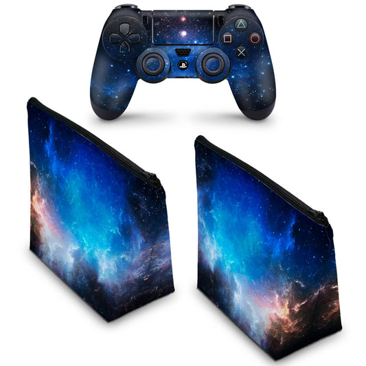 KIT Capa Case e Skin Anti-Rage PS4 Controle - Universo Cosmos