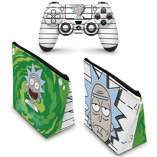 KIT Capa Case e Skin Anti-Rage PS4 Controle - Rick Rick And Morty