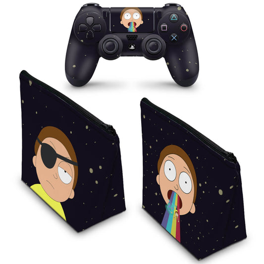 KIT Capa Case e Skin Anti-Rage PS4 Controle - Morty Rick And Morty
