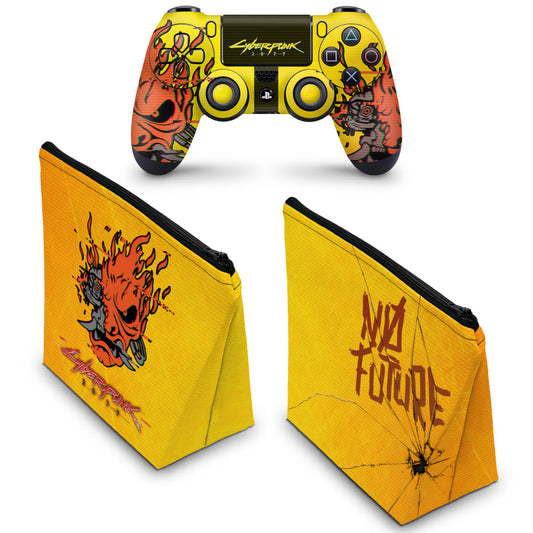 KIT Capa Case e Skin Anti-Rage PS4 Controle - Cyberpunk 2077