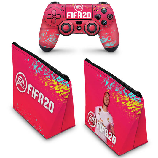 KIT Capa Case e Skin Anti-Rage PS4 Controle - Fifa 20