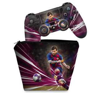KIT Capa Case e Skin Anti-Rage PS4 Controle - Pes 2020 - Pop Arte Skins