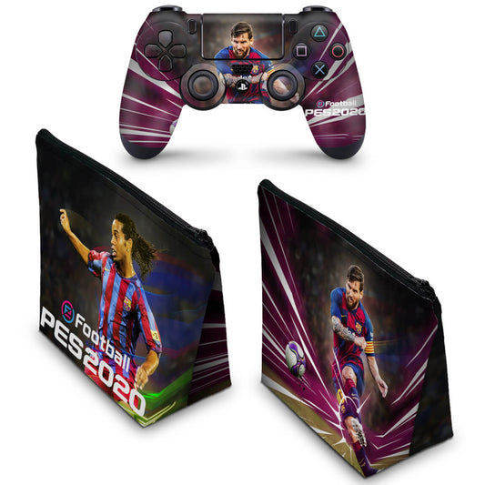 KIT Capa Case e Skin Anti-Rage PS4 Controle - Pes 2020