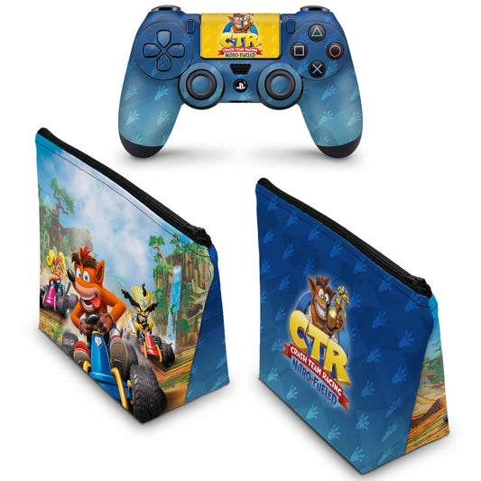 KIT Capa Case e Skin Anti-Rage PS4 Controle - Crash Team Racing Ctr